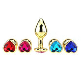 Heart Jeweled Stainless Steel Golden Butt Plug Large