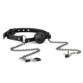 Fetish Collection Open Ball Gag With Nipple Clamps