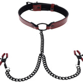 Saffron Bondage Collar with Nipple Clamps