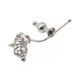 Chastity Cage Urethral Tube With Anal Plug