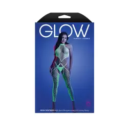 Glow High Voltage High Neck Bodystocking & G-String Panty